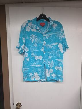 Medium Joe Fresh Teal Hawaiian Button Down Shirt